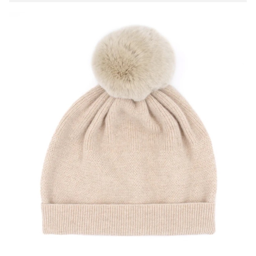 Surell Tan Beige Cashmere Beanie Hat
